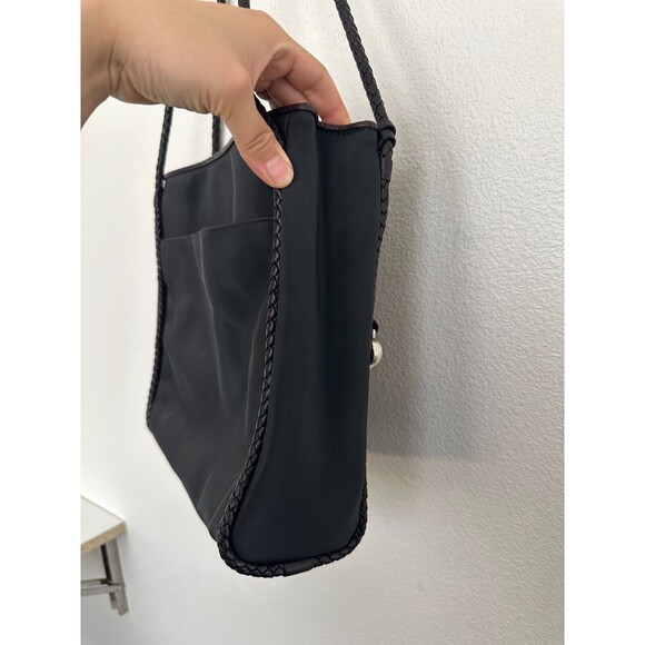 Brighton Nylon Shoulder Bag Braided Strap Croc Embossed Black Silver Western - Picture 6 of 11